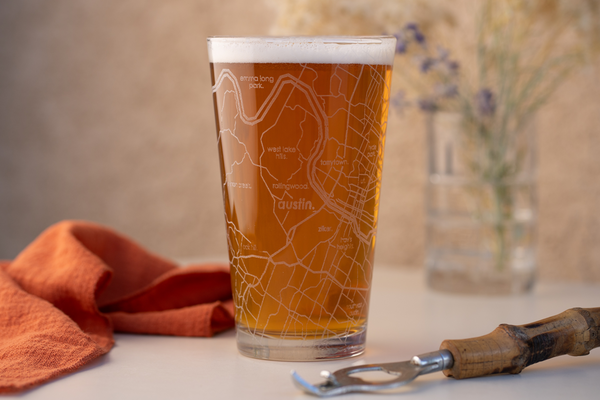 Custom etched pint glasses
