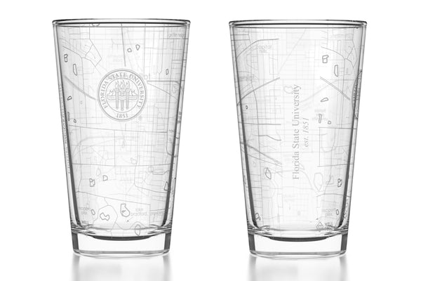 Florida State University - FSU Campus Map Pint Glass Pair