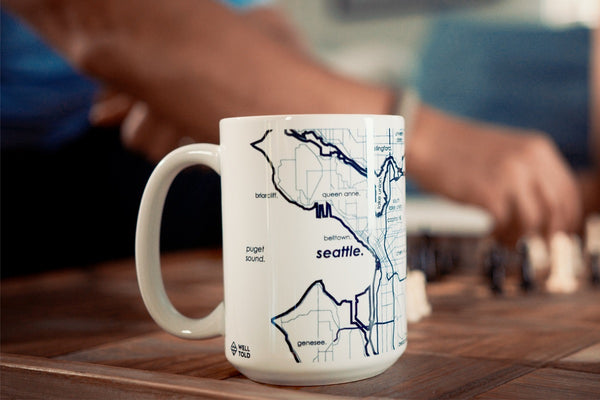 Custom map mug in charcoal color