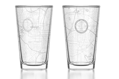 North Carolina State University - NC State Etched Map Pint Glass Pair
