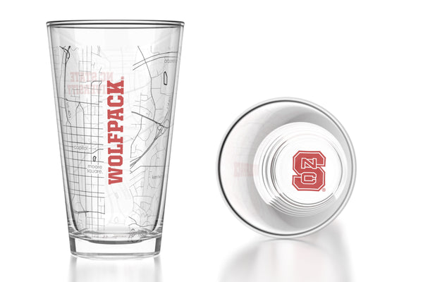 North Carolina State University - NC State Printed Map Pint Glass Pair