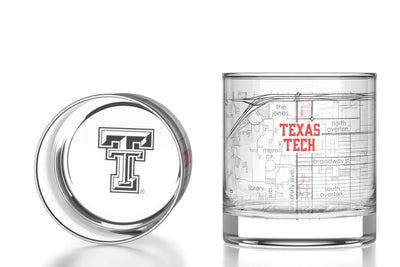 Texas Tech University - Texas Tech Printed Map Rocks Glass Pair