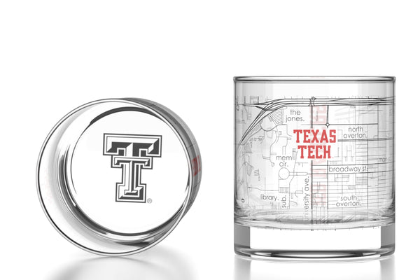 Texas Tech University - Texas Tech Printed Map Rocks Glass Pair