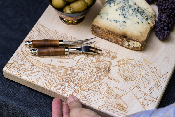 Custom cutting board with map