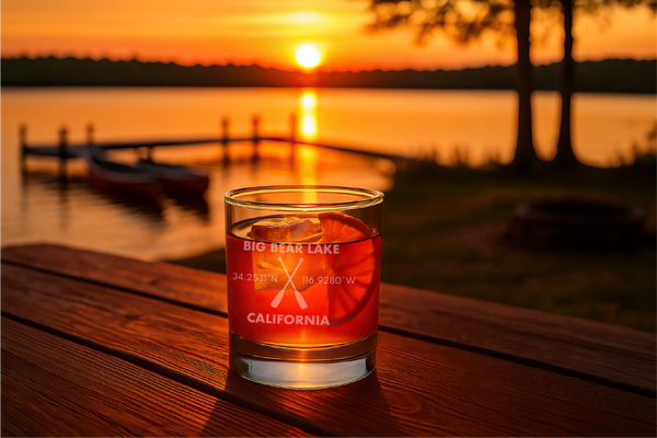 Lake Life Rocks Glass