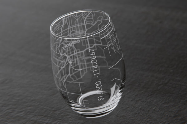 Calgary Canada Map Stemless Wine Glass
