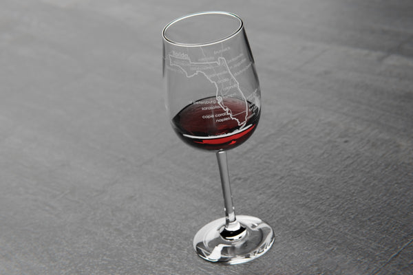 State Map Riedel Crystal Stemmed Wine Glass