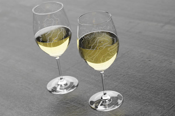 Topography Map Riedel Crystal Stemmed Wine Glass