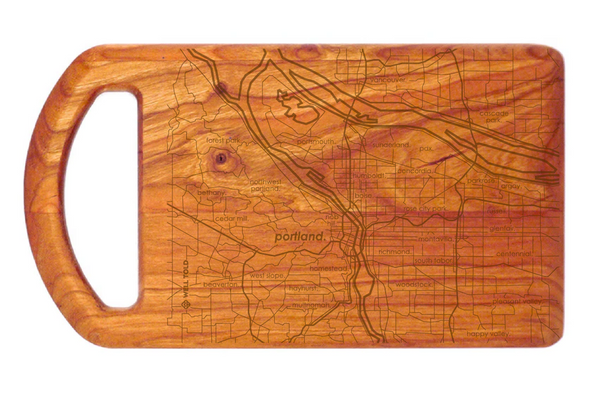 Home Town Map Cherry Handle Board