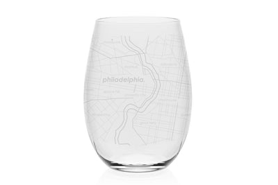 Home Town Map Stemless Wine Glass
