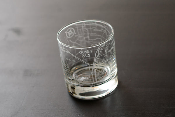 Marathon Map Rocks Glass