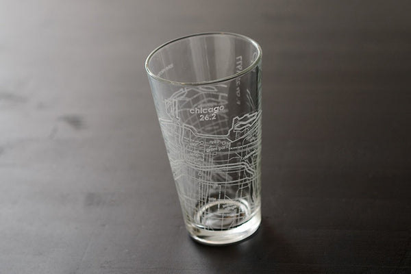 Chicago 26.2 - Marathon Map Pint Glass