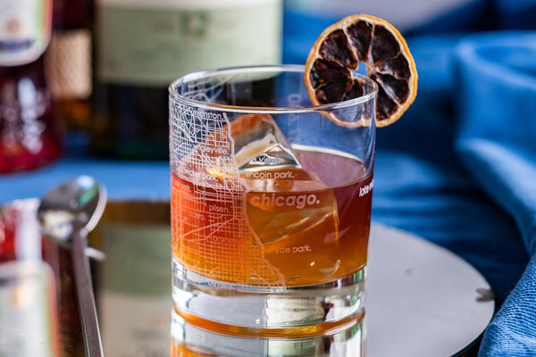 Chicago Map Rocks Glass