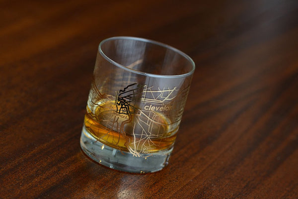 Gold Leaf Cleveland Map Rocks Glass