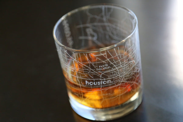 Houston Map Rocks Glass