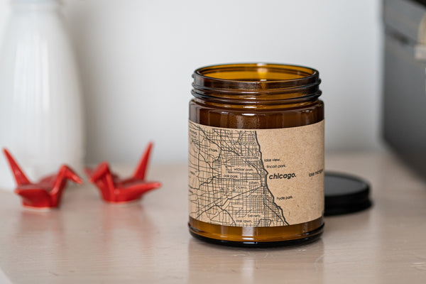 Home Town Map Candle - Amber