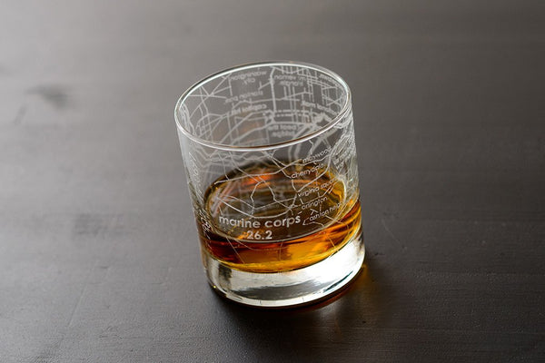 Marine Corps 26.2 - Marathon Map Rocks Glass