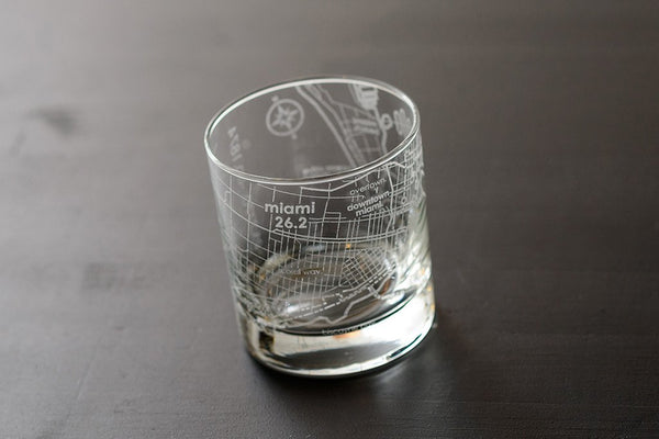 Miami 26.2 - Marathon Map Rocks Glass