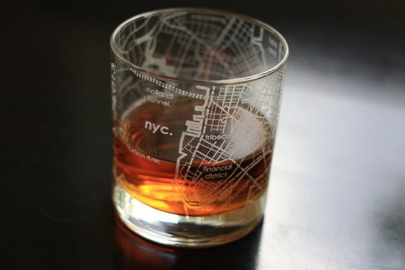 NYC Map Rocks Glass