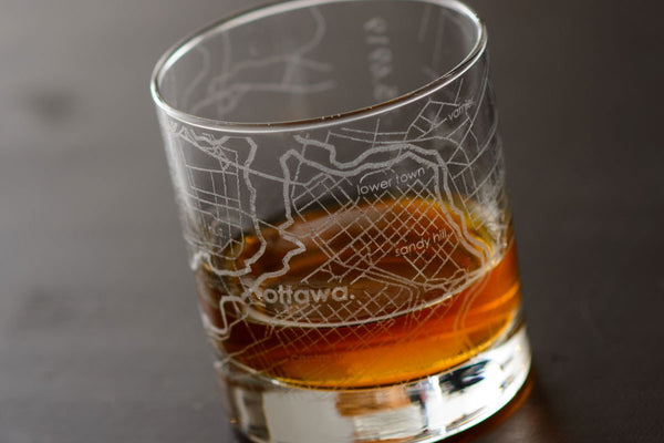 Ottawa Map Rocks Glass