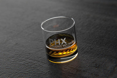 PHX Phoenix - Airports and Runways Rocks Glass