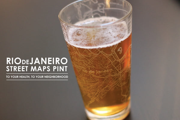Rio De Janeiro Map Pint Glass