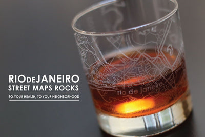 Rio de Janeiro Map Rocks Glass