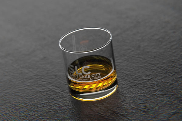 SLC Salt Lake City - Airports and Runways Rocks Glass