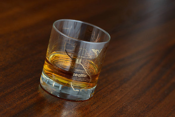 Gold Leaf Seattle Map Rocks Glass