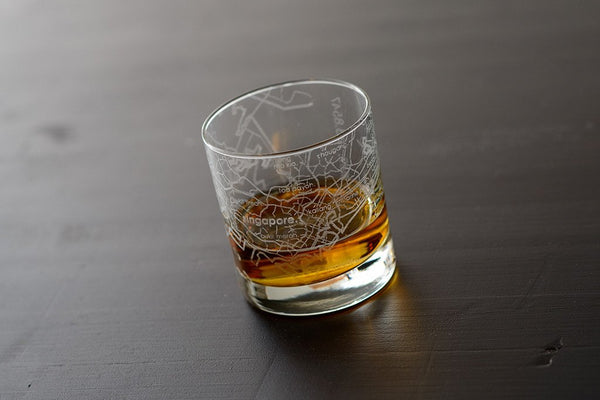 Singapore Map Rocks Glass