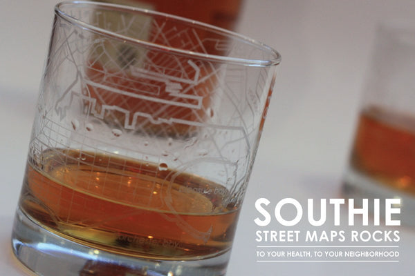 South Boston Map Rocks Glass