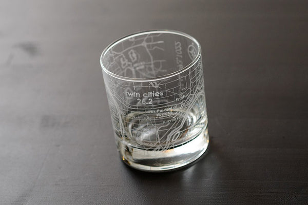 Twin Cities 26.2 - Marathon Map Rocks Glass