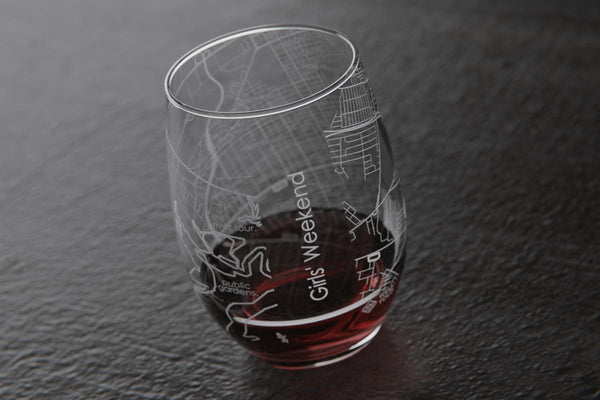Custom stemless wine glass