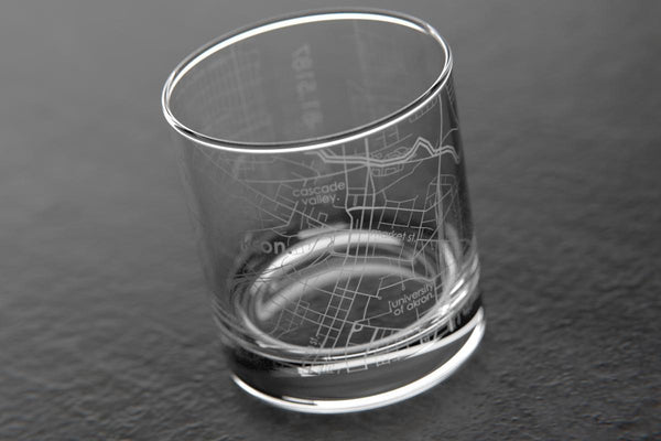 Akron OH Map Rocks Glass