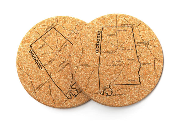 Custom cork coasters with map