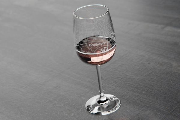 Baltimore Map Wine Glass