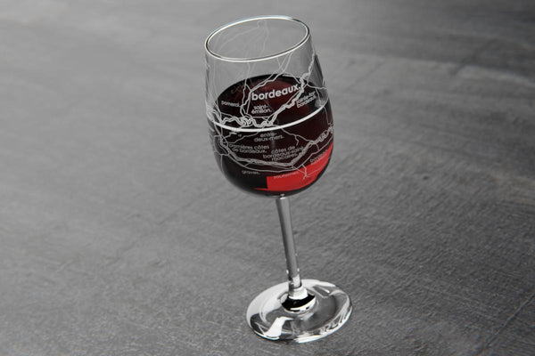 Bordeaux Region Map Stemmed Wine Glass
