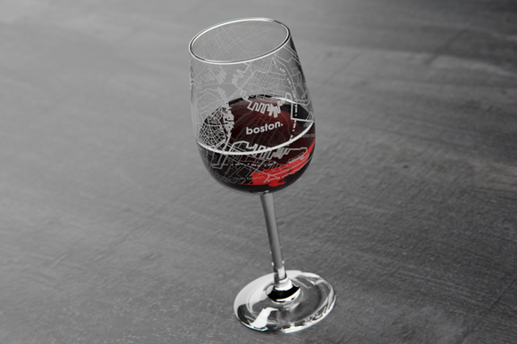 Boston Maps Wine Glass