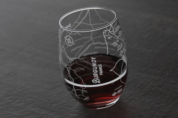 Burgundy Region Map Stemless Wine Glass