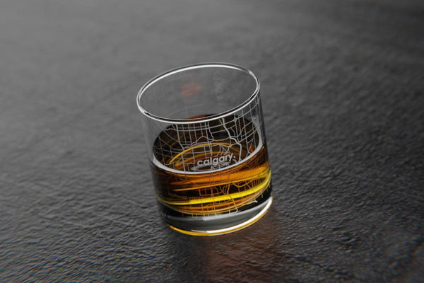 Calgary Map Rocks Glass