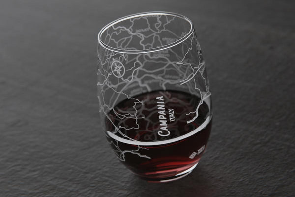 Campania Region Map Stemless Wine Glass