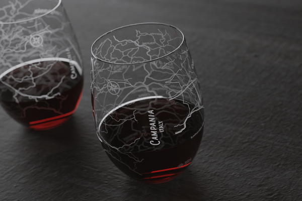 Campania Region Map Crystal Stemless Wine Glass