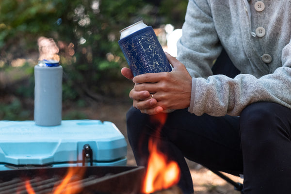 Custom can cooler with night sky map