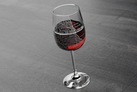 Chicago Maps Wine Glass