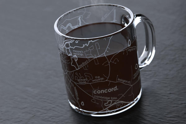 Home Town Map Glass Coffee Mug