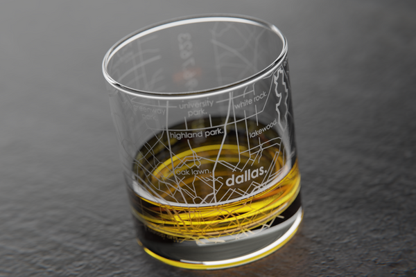 Dallas Map Rocks Glass