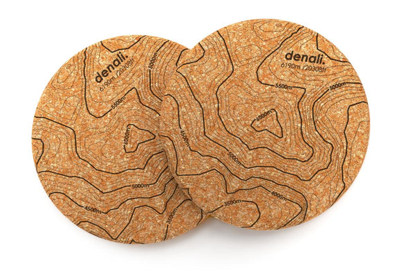 Topography Map Cork Coaster Pair