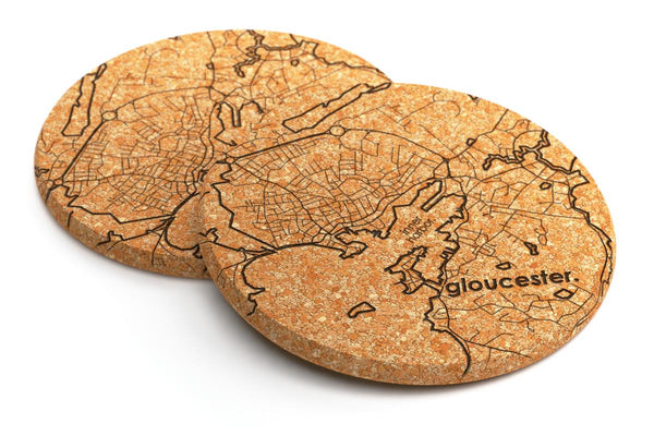 Home Town Map Cork Coaster Pair