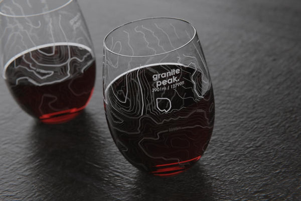 Topography Maps Crystal Stemless Wine Glass