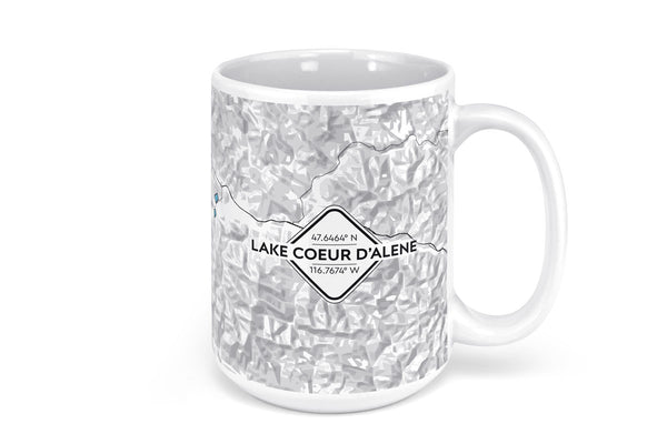 Lake Coeur D'Alene Map Mug - 15oz